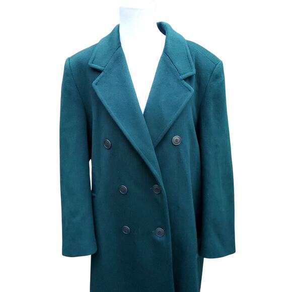 Vintage Forecaster Green Wool  Double Breasted Winter Trench Coat 13 /14 Petite - Picture 2 of 16